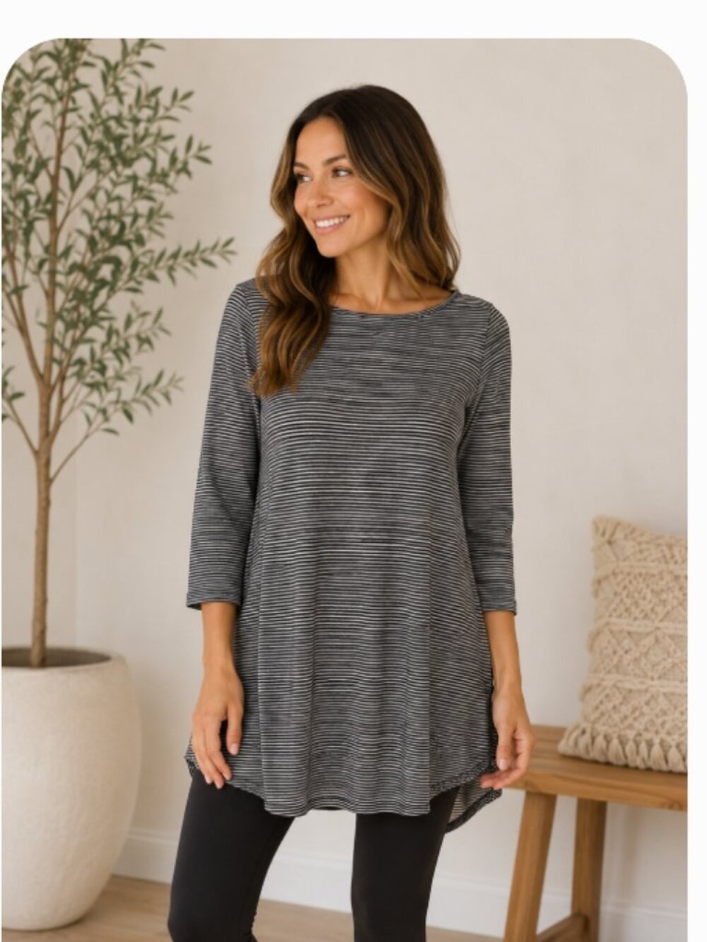 J. Jill Wearever 3/4 sleeve rayon/lycra blend tunic top EUC